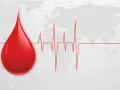 Kropla krwi na tle mapy świata i EKG. Symbolizuje unikalność i wartość każdej kropli, nawet najrzadsza grupa krwi jest cenna.