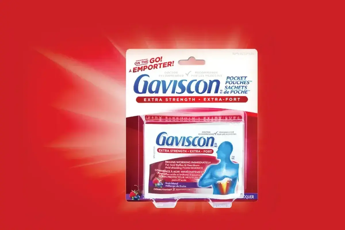 Opakowanie Gaviscon Extra Strength, idealne na zgagę i niestrawność. Szybka ulga, gdy potrzebujesz.