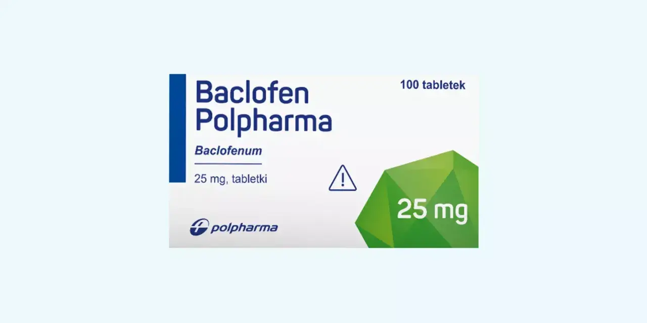 Opakowanie leku Baclofen Polpharma 25 mg, zawierające 100 tabletek.