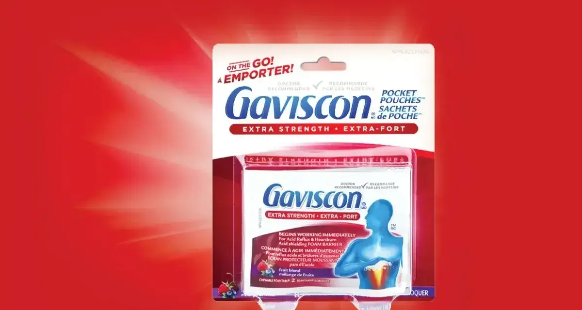 Opakowanie Gaviscon Extra Strength, idealne na zgagę i niestrawność. Szybka ulga, gdy potrzebujesz.