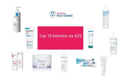 Kolekcja najlepszych kremów i maści na atopowe zapalenie skóry, w tym produkty La Roche-Posay, Bioderma, Avene i Bepanthen.