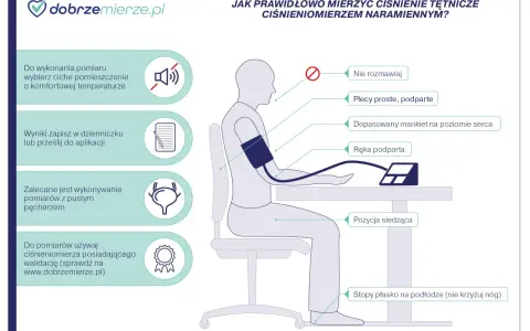 Prawidłowy pomiar ciśnienia: ciche miejsce, plecy proste, ręka podparta, stopy płasko. Używaj walidowanego ciśnieniomierza, by mieć pewność, że ciśnienie norma.