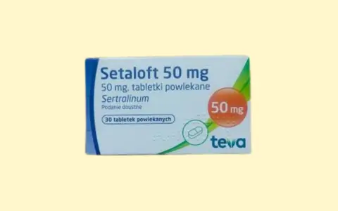 Opakowanie leku Setaloft 50 mg, zawierające 30 tabletek powlekanych z sertraliną, stosowane w leczeniu depresji i innych schorzeń.