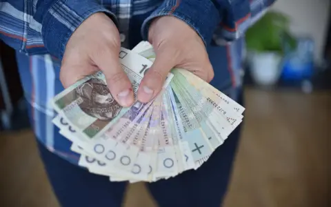Dłonie trzymające plik polskich banknotów. Czy to zapłata za coś, czy może przyszła renta alkoholowa?