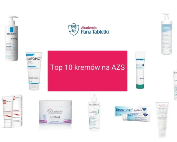 Kolekcja najlepszych kremów i maści na atopowe zapalenie skóry, w tym produkty La Roche-Posay, Bioderma, Avene i Bepanthen.