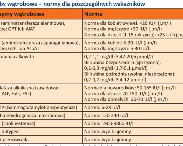 Tabela norm prób wątrobowych. GGTP (Gammaglutamylotranspeptydaza) norma 6-28 IU/I. Jak obniżyć GGTP?