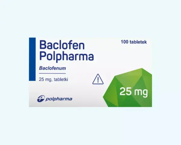 Opakowanie leku Baclofen Polpharma 25 mg, zawierające 100 tabletek.