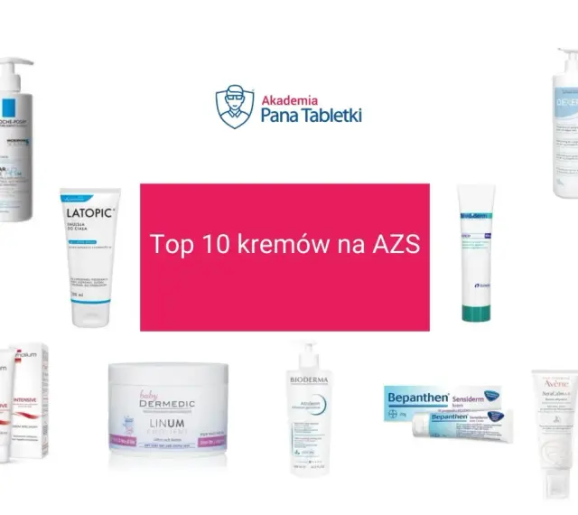 Kolekcja najlepszych kremów i maści na atopowe zapalenie skóry, w tym produkty La Roche-Posay, Bioderma, Avene i Bepanthen.