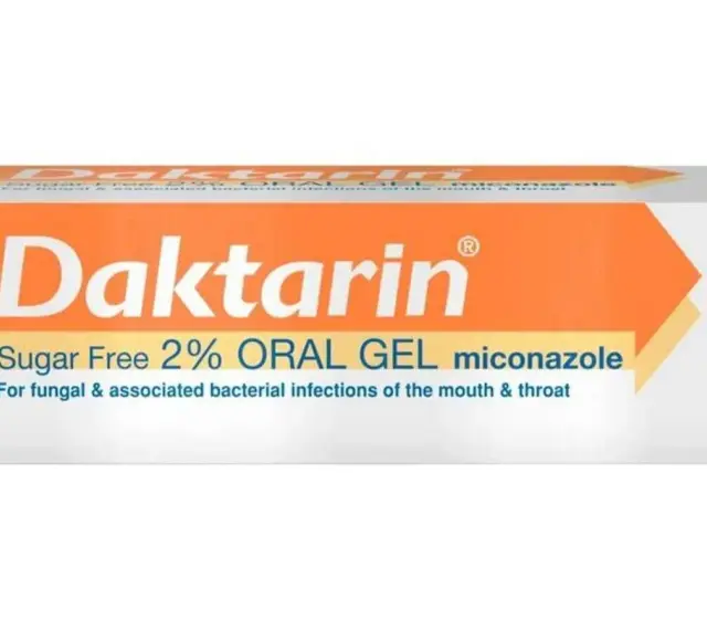 Daktarin Oral Gel, bez cukru, 2% z mikonazolem, na infekcje grzybicze i bakteryjne jamy ustnej i gardła.