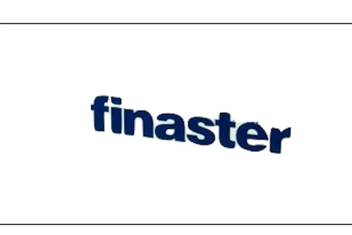 Niebieski napis "finaster" na białym tle.