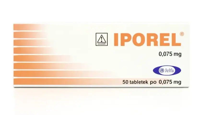 Opakowanie leku Iporel 0,075 mg, zawierające 50 tabletek.