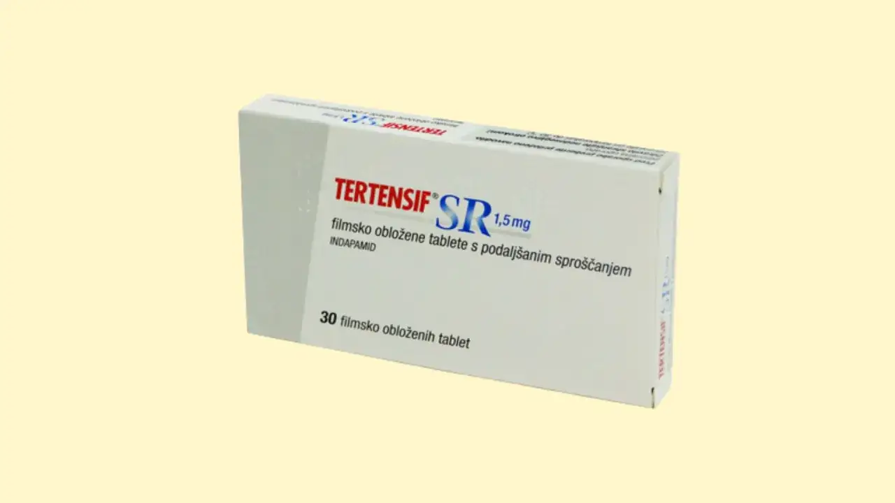 Opakowanie leku Tertensif SR 1,5 mg z indapamidem, 30 tabletek. Prenessa dba o Twoje ciśnienie.